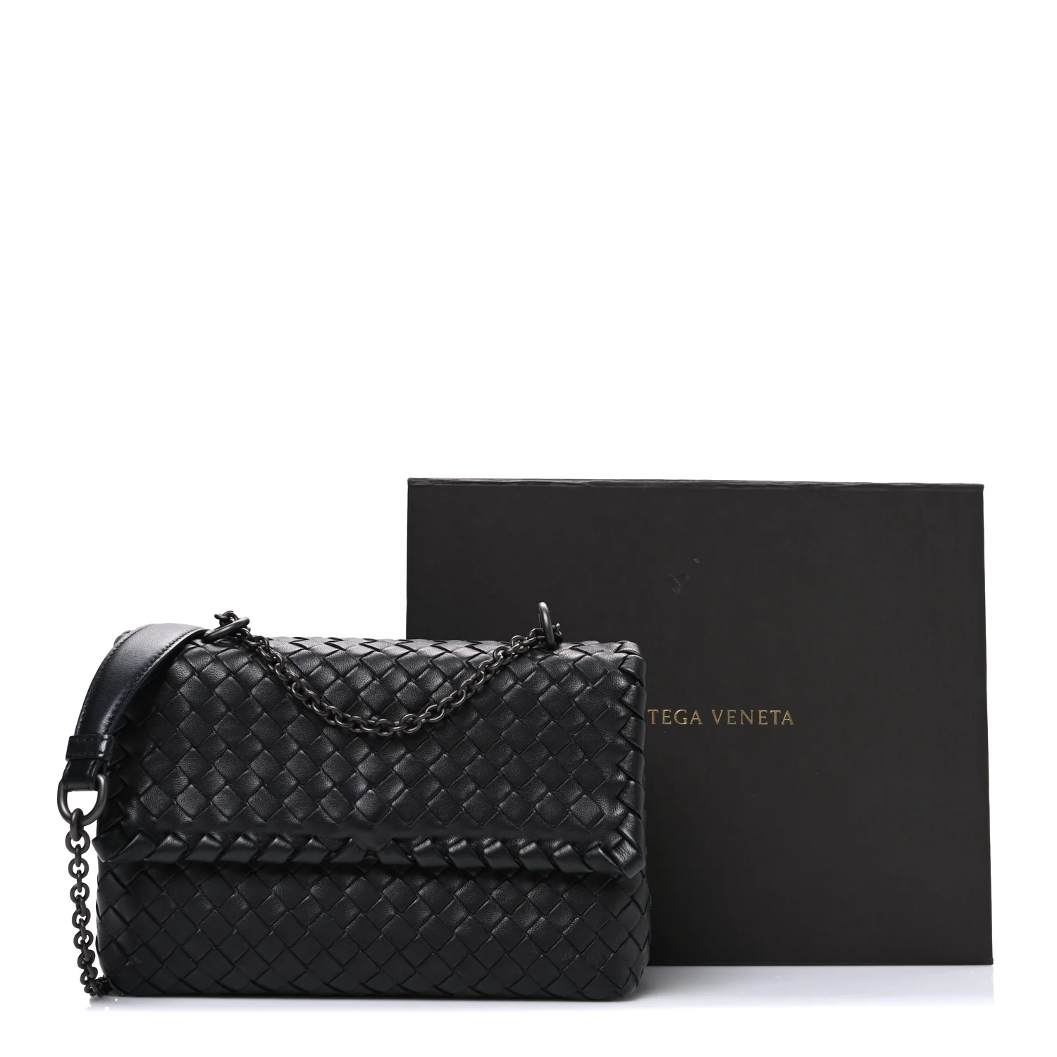 Nappa Intrecciato Baby Olimpia Shoulder Bag Black - Image 12