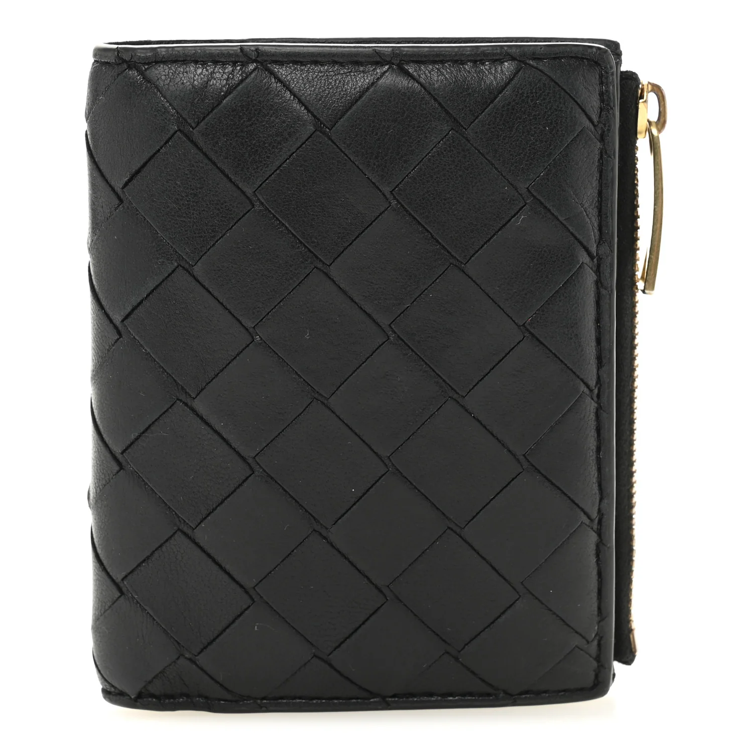 Nappa Intrecciato Bifold Zip Wallet Black
