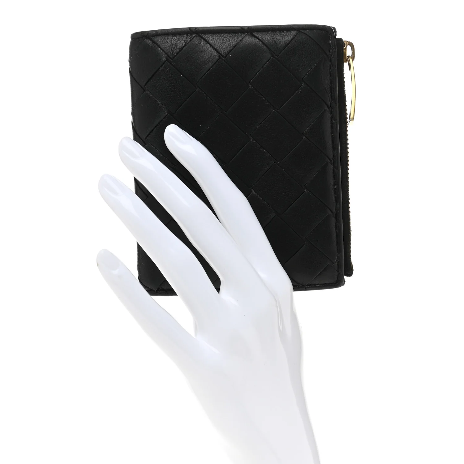 Nappa Intrecciato Bifold Zip Wallet Black - Image 2
