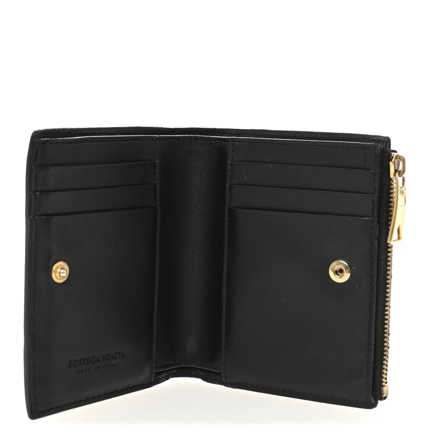 Nappa Intrecciato Bifold Zip Wallet Black - Image 5