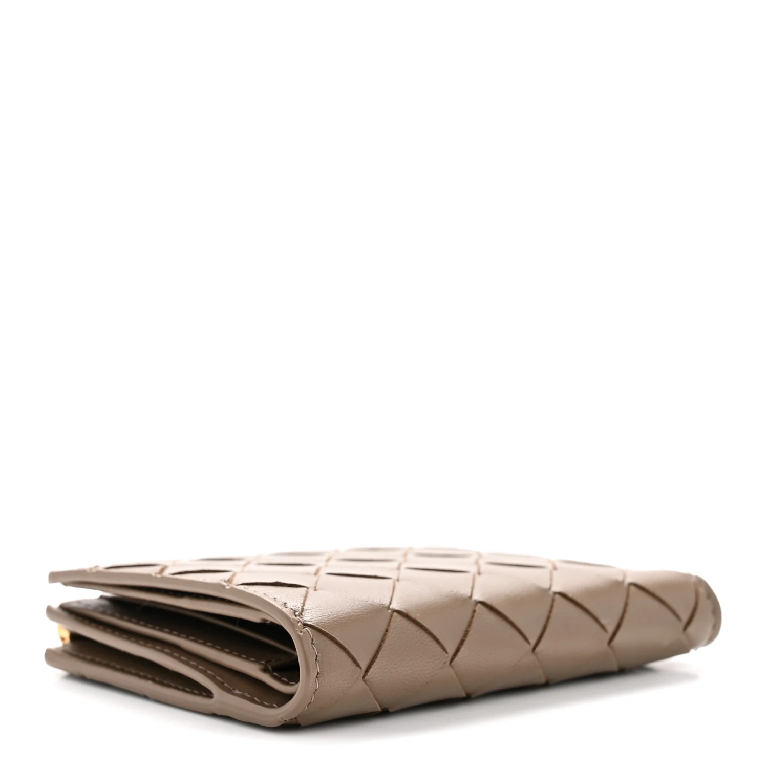Nappa Intrecciato Bifold Zip Wallet Taupe Grey - Image 4