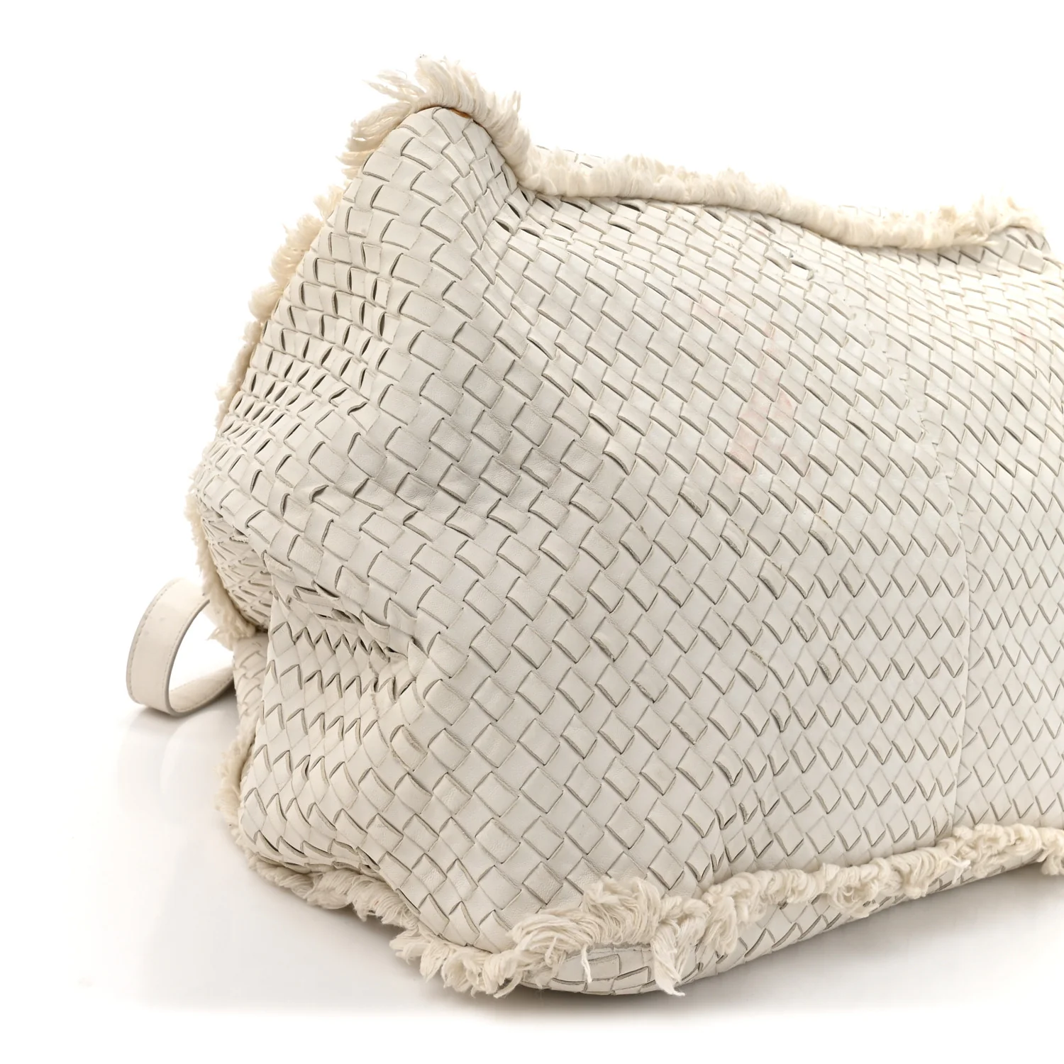 Nappa Intrecciato Canvas Fringe Maltinto Tote White - Image 10