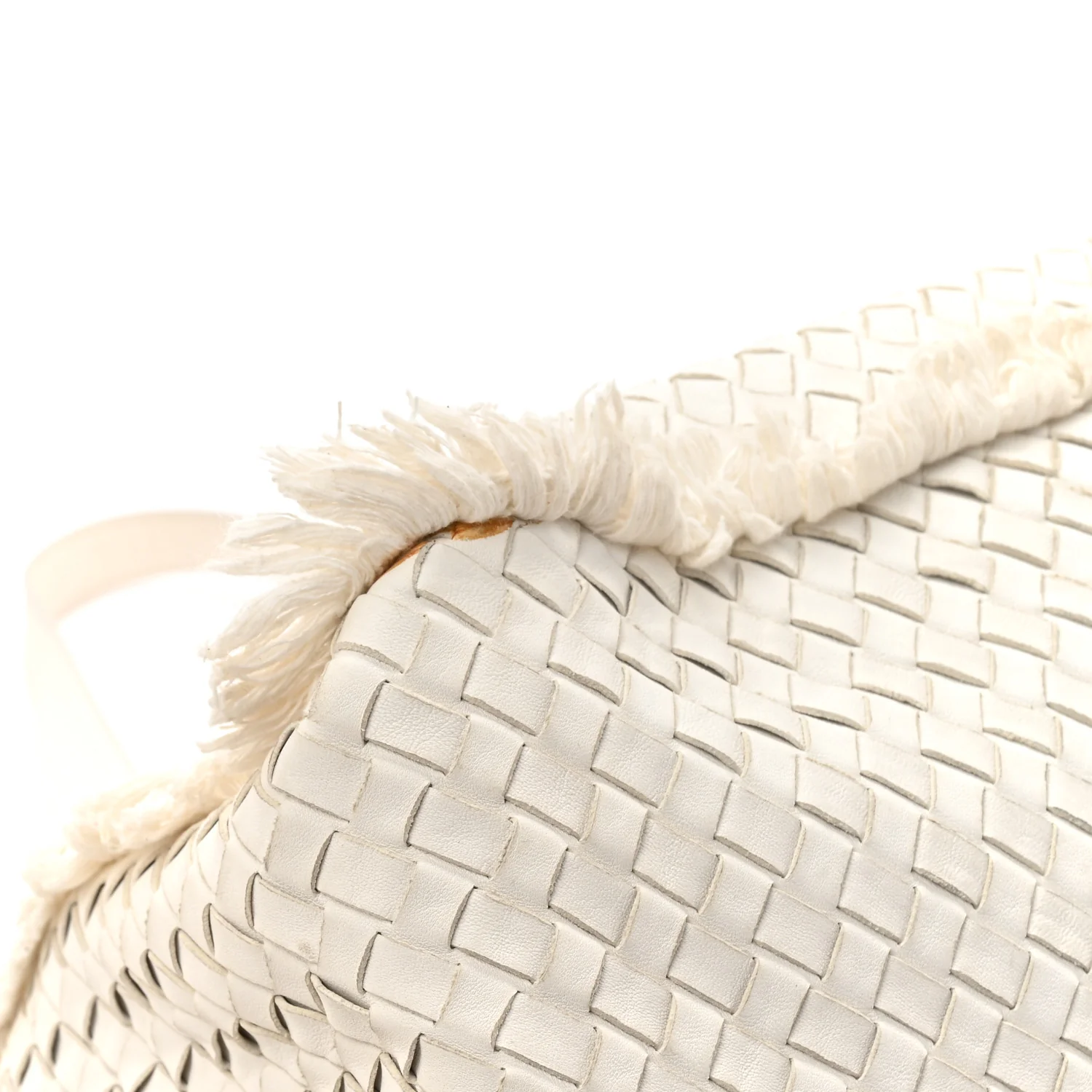 Nappa Intrecciato Canvas Fringe Maltinto Tote White - Image 15