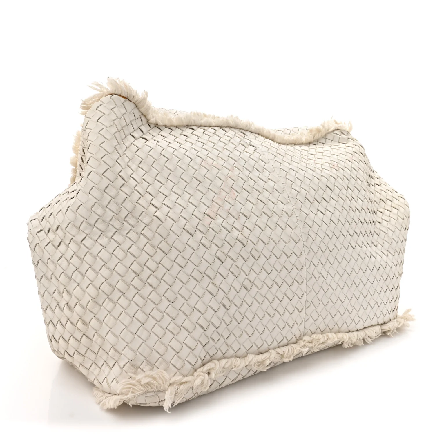 Nappa Intrecciato Canvas Fringe Maltinto Tote White - Image 5