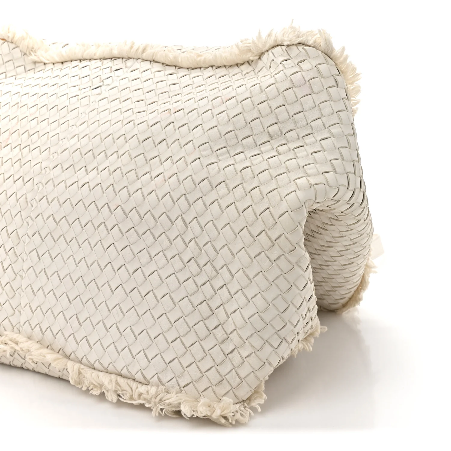 Nappa Intrecciato Canvas Fringe Maltinto Tote White - Image 9