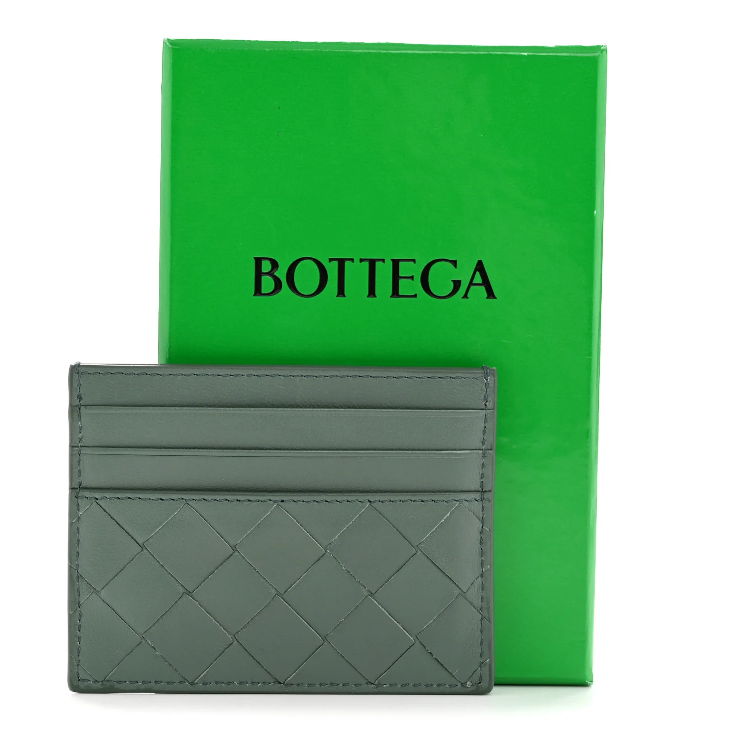 Nappa Intrecciato Card Holder Aloe - Image 8