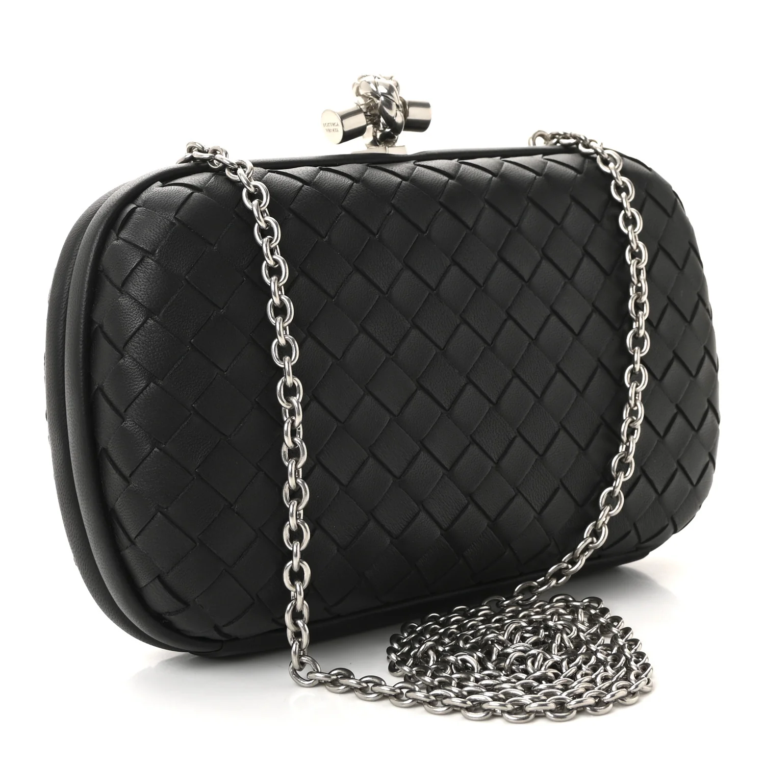 Nappa Intrecciato Chain Knot Clutch Black - Image 3