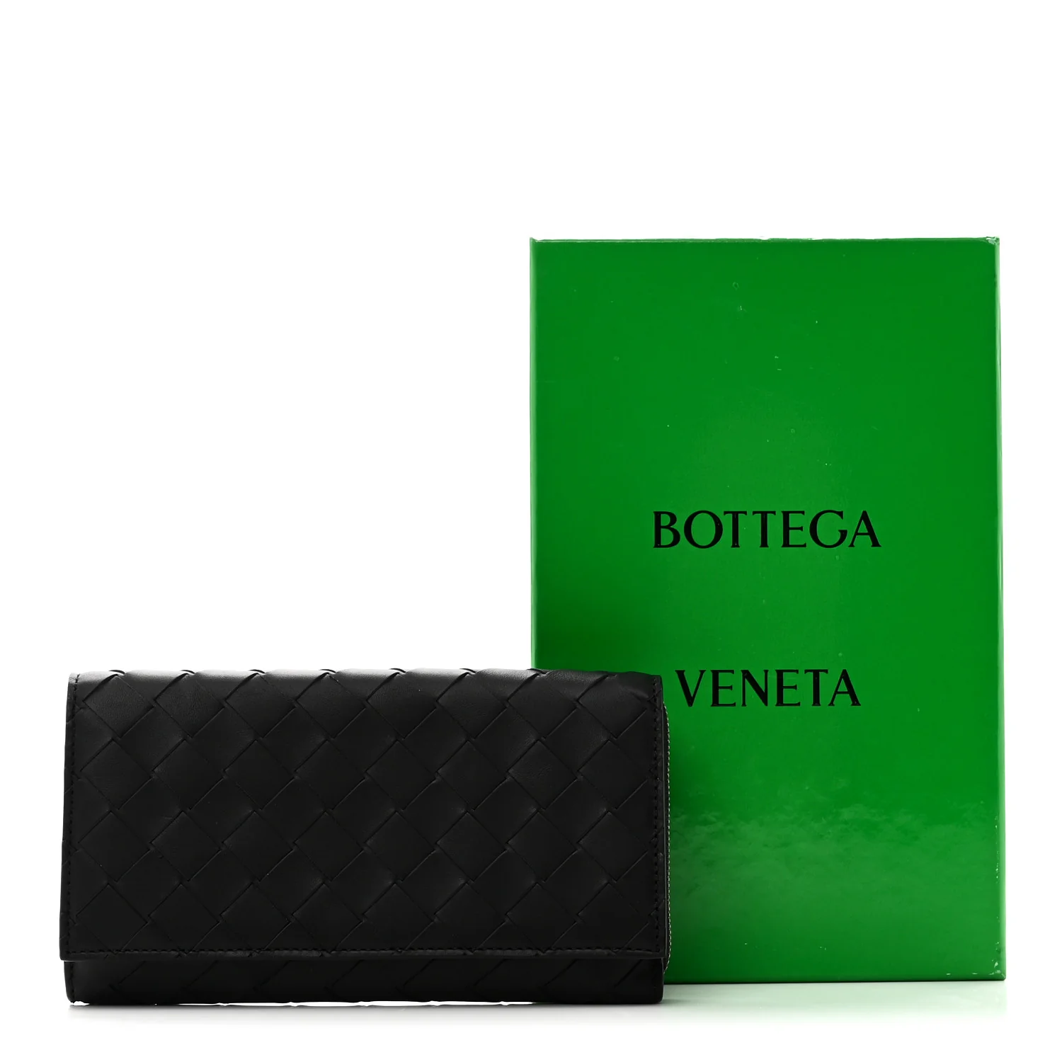 Nappa Intrecciato Continental Flap Wallet Black - Image 7