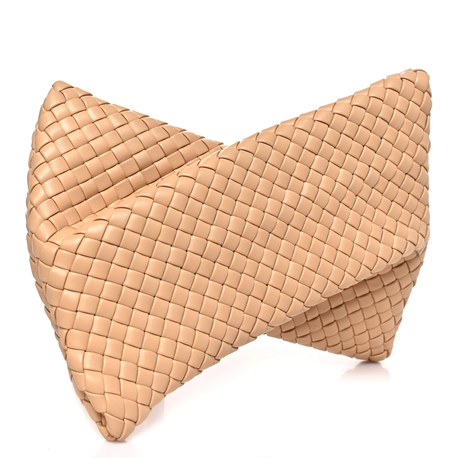 Nappa Intrecciato Crisscross Clutch Porridge - Image 3