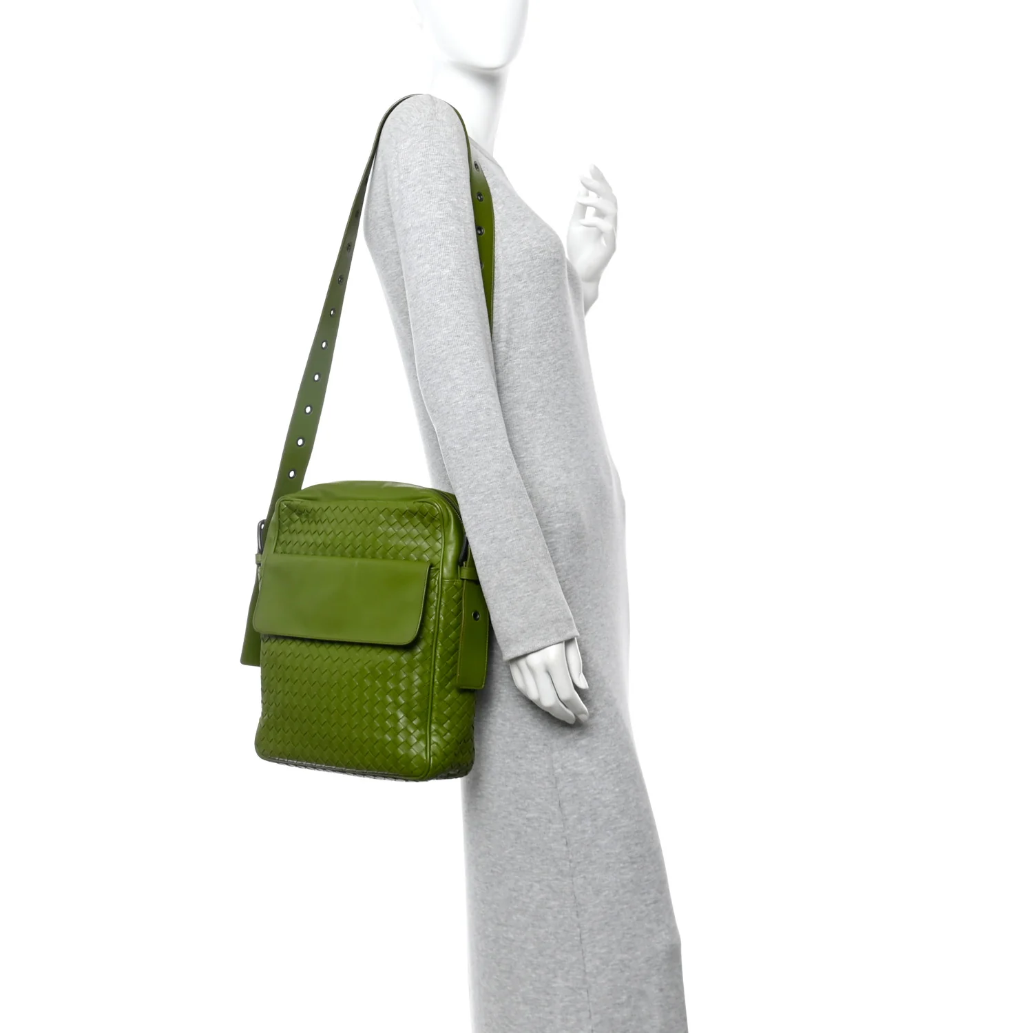 Nappa Intrecciato Crossbody Messenger Green - Image 2
