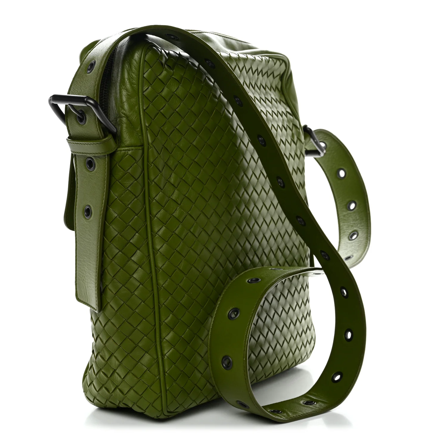 Nappa Intrecciato Crossbody Messenger Green - Image 3