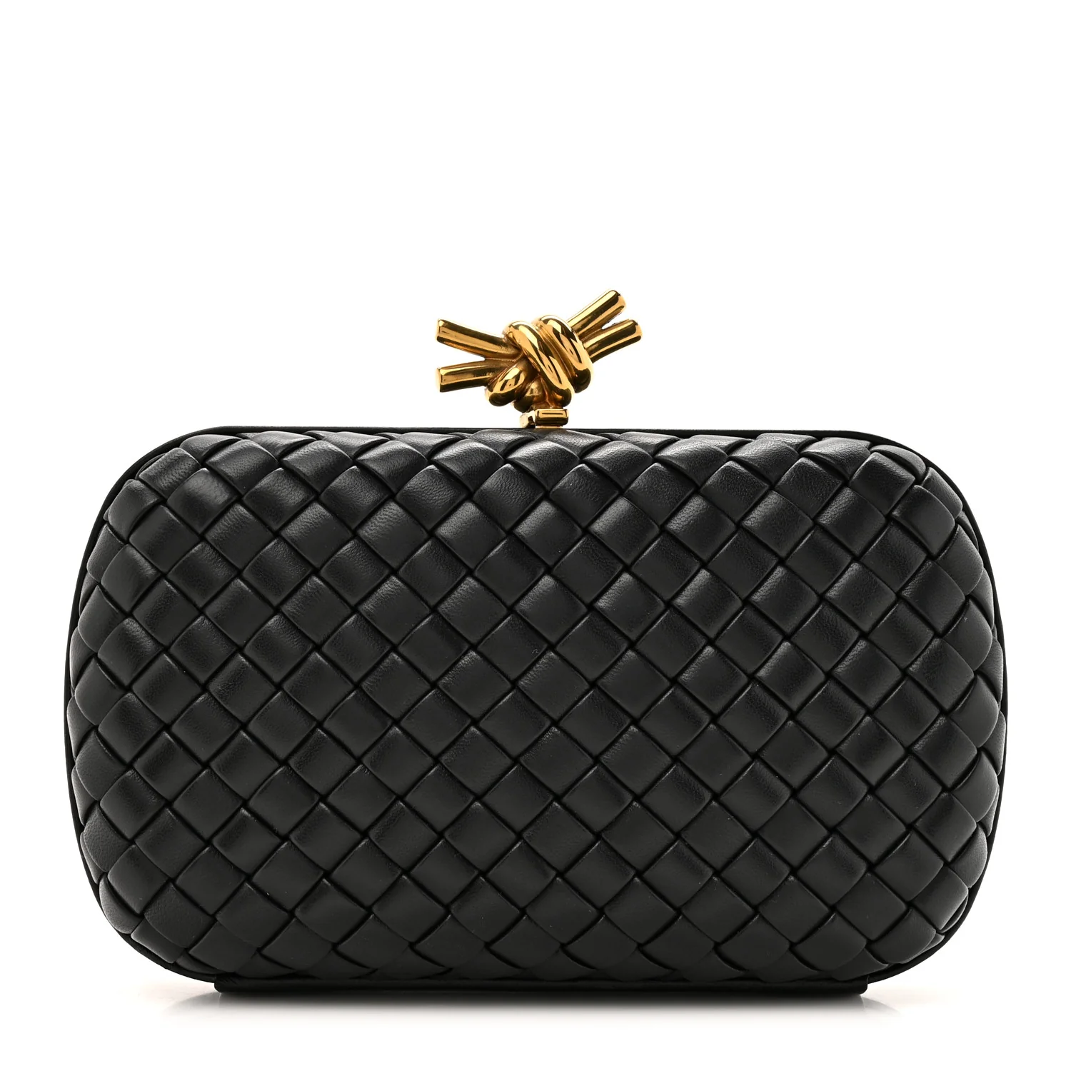 Nappa Intrecciato Knot Clutch Black