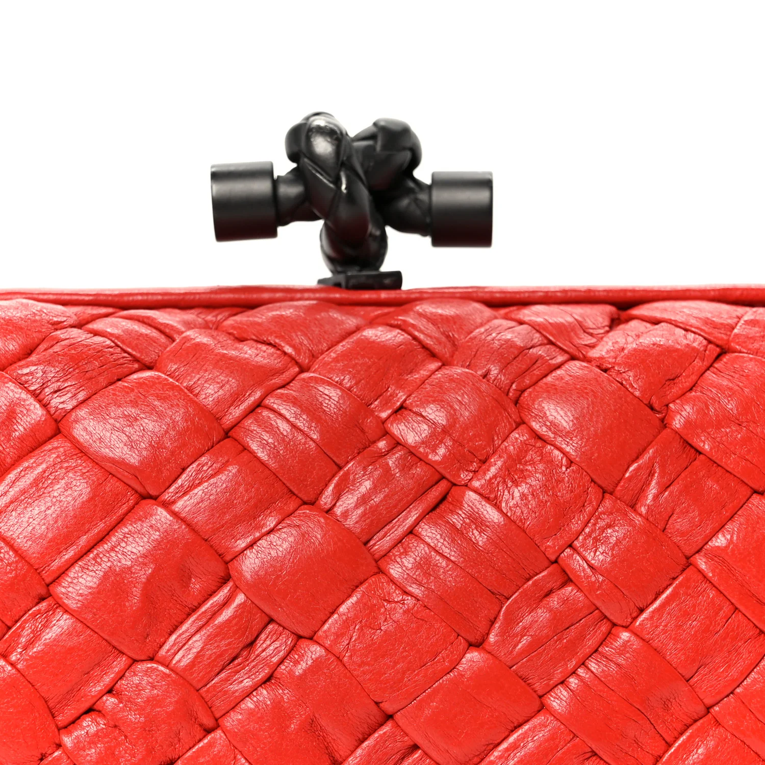 Nappa Intrecciato Knot Clutch Red - Image 7