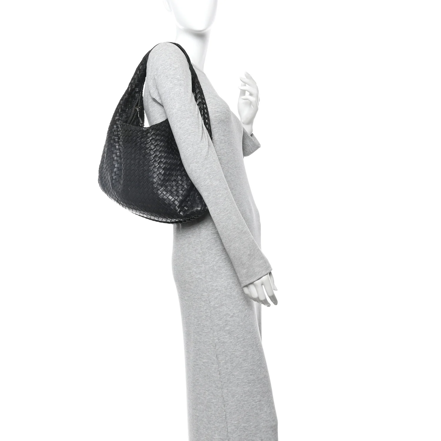 Nappa Intrecciato Large Veneta Hobo Black - Image 2