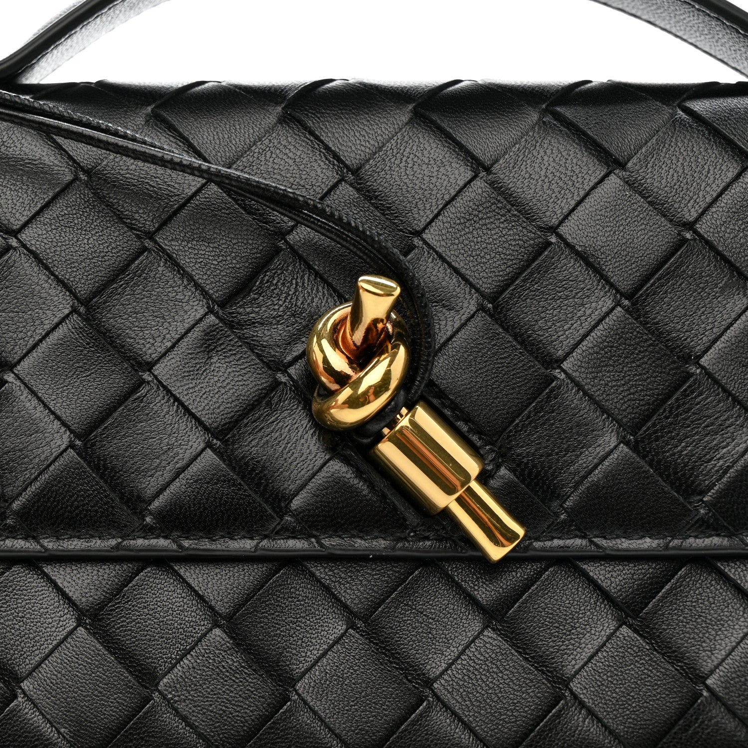 Nappa Intrecciato Long Andiamo Top Handle Clutch Black - Image 10