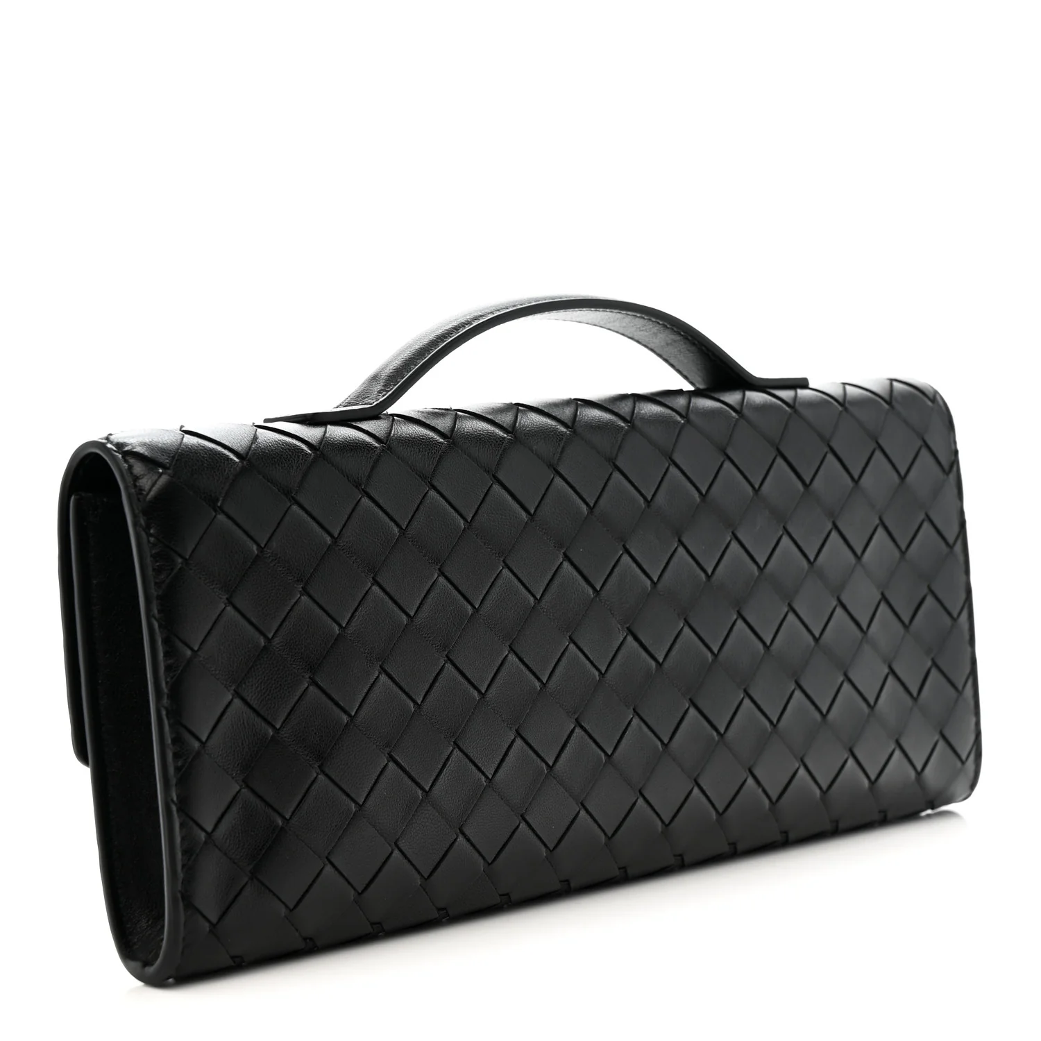 Nappa Intrecciato Long Andiamo Top Handle Clutch Black - Image 3