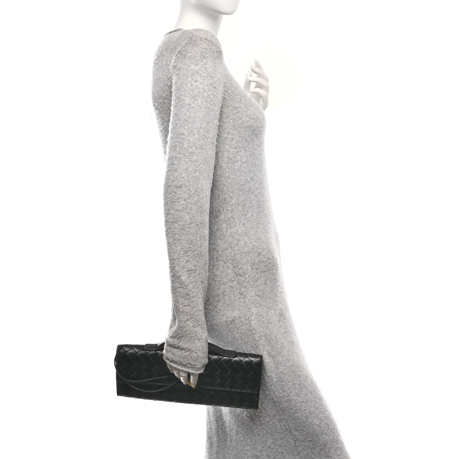 Nappa Intrecciato Long Andiamo Top Handle Clutch Black - Image 2