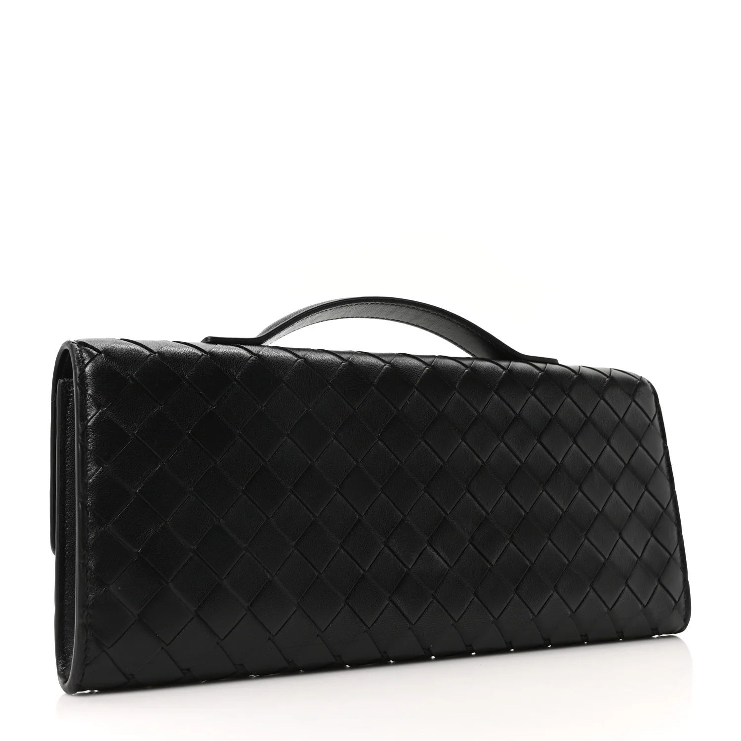 Nappa Intrecciato Long Andiamo Top Handle Clutch Black - Image 3