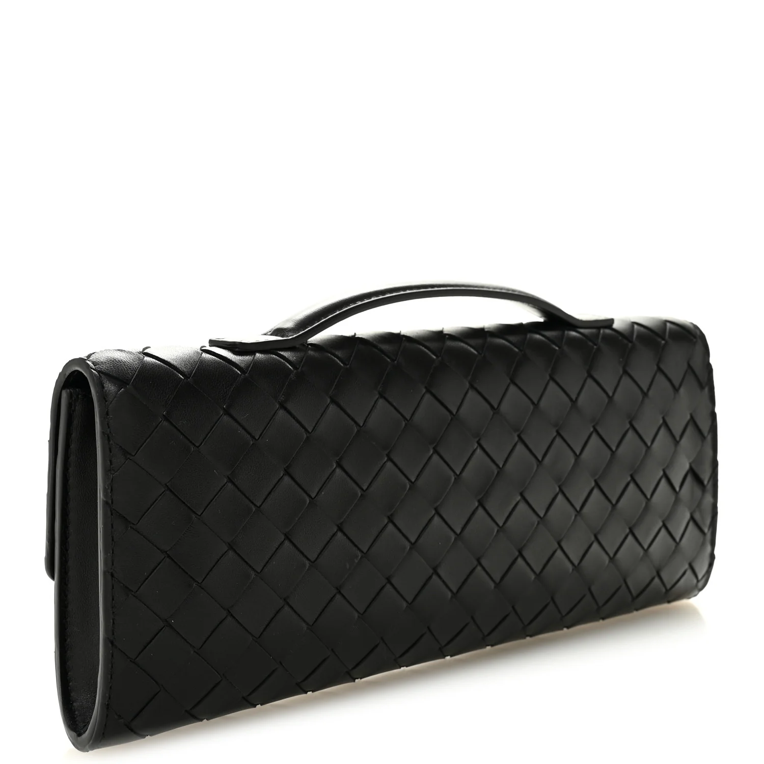 Nappa Intrecciato Long Andiamo Top Handle Clutch Black - Image 3
