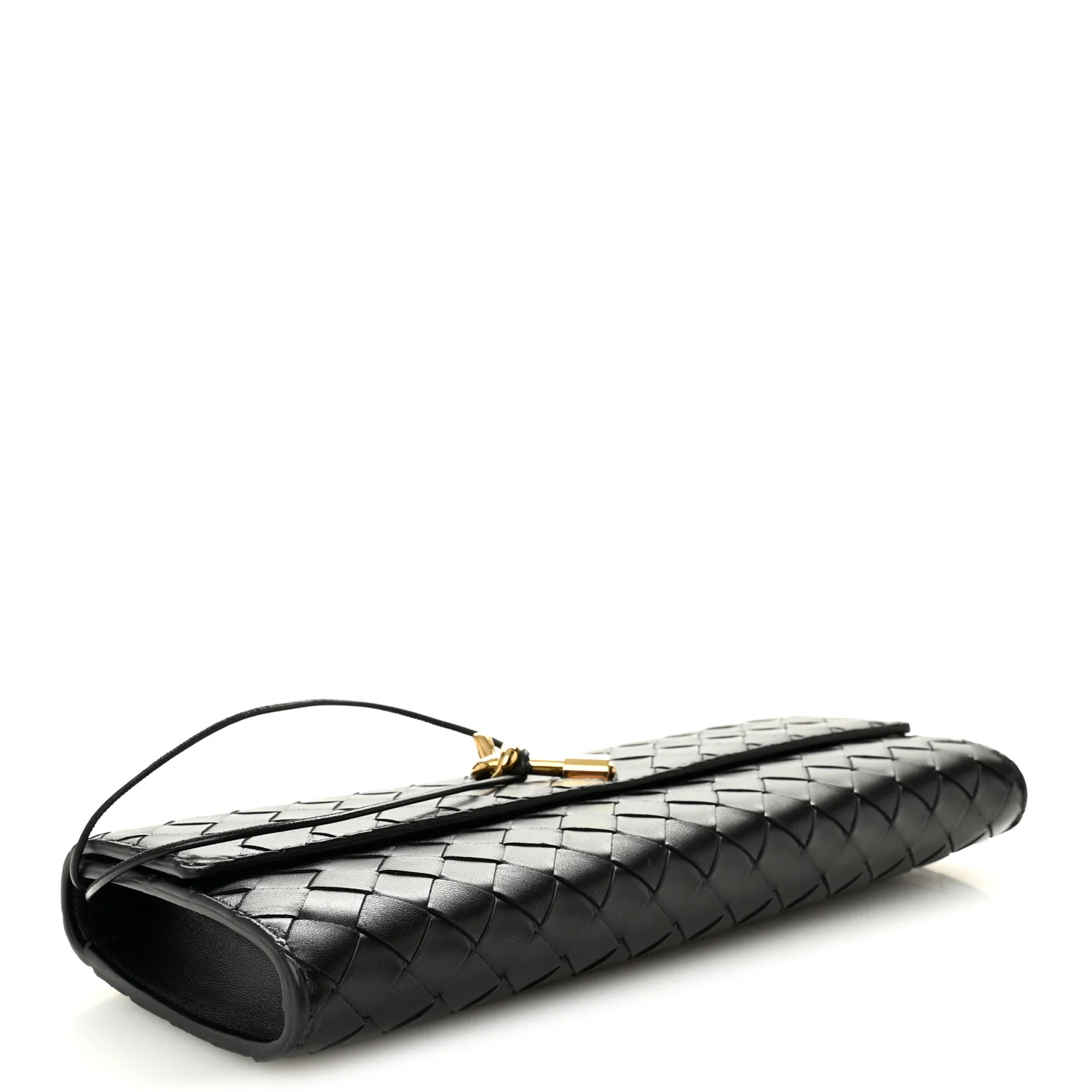 Nappa Intrecciato Long Andiamo Top Handle Clutch Black - Image 4