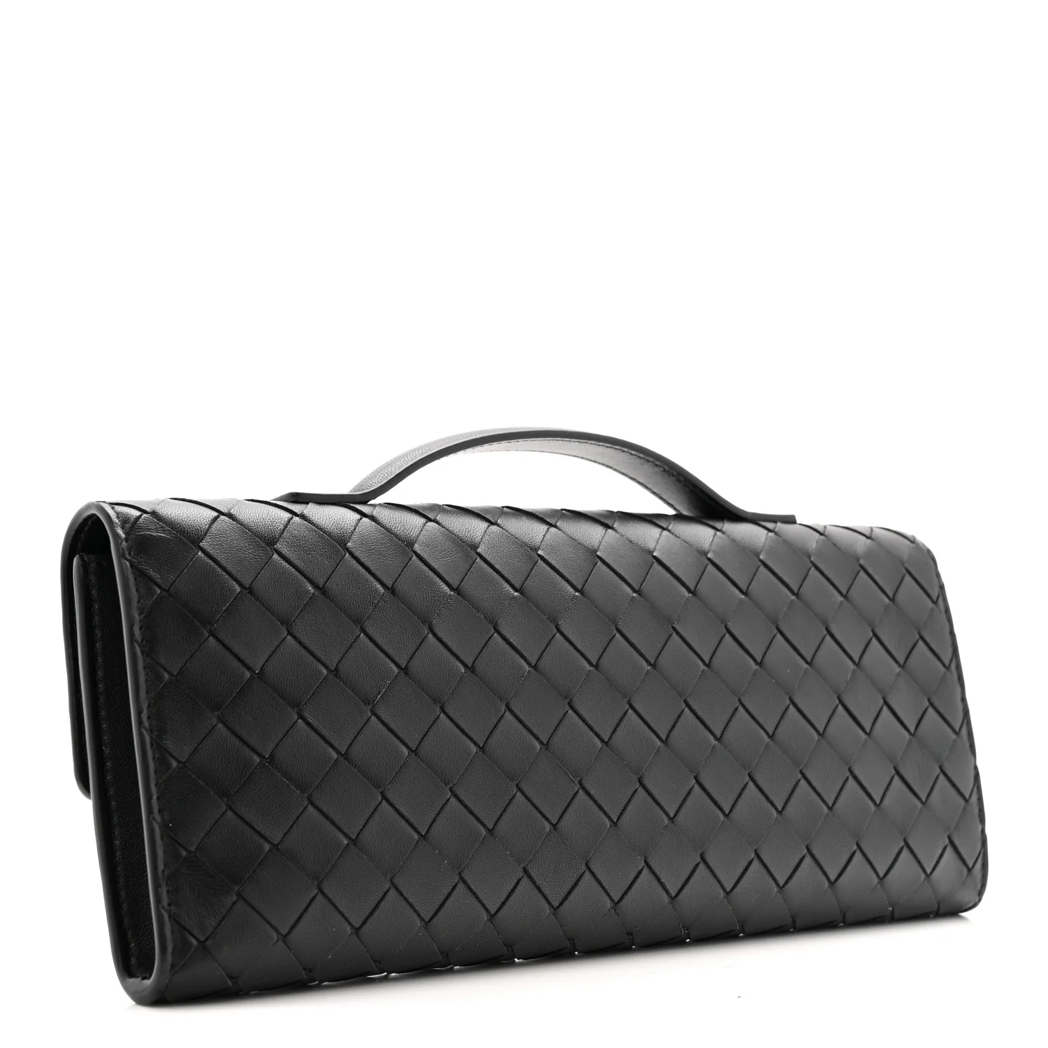Nappa Intrecciato Long Andiamo Top Handle Clutch Black - Image 3