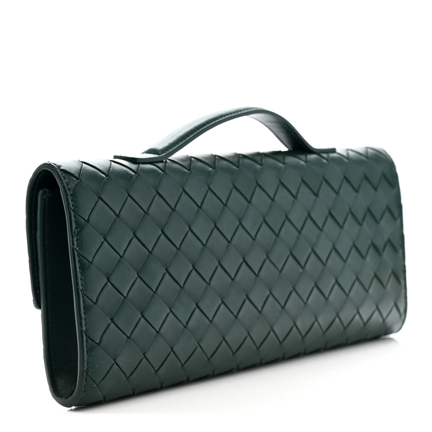 Nappa Intrecciato Long Andiamo Top Handle Clutch Emerald Green - Image 3