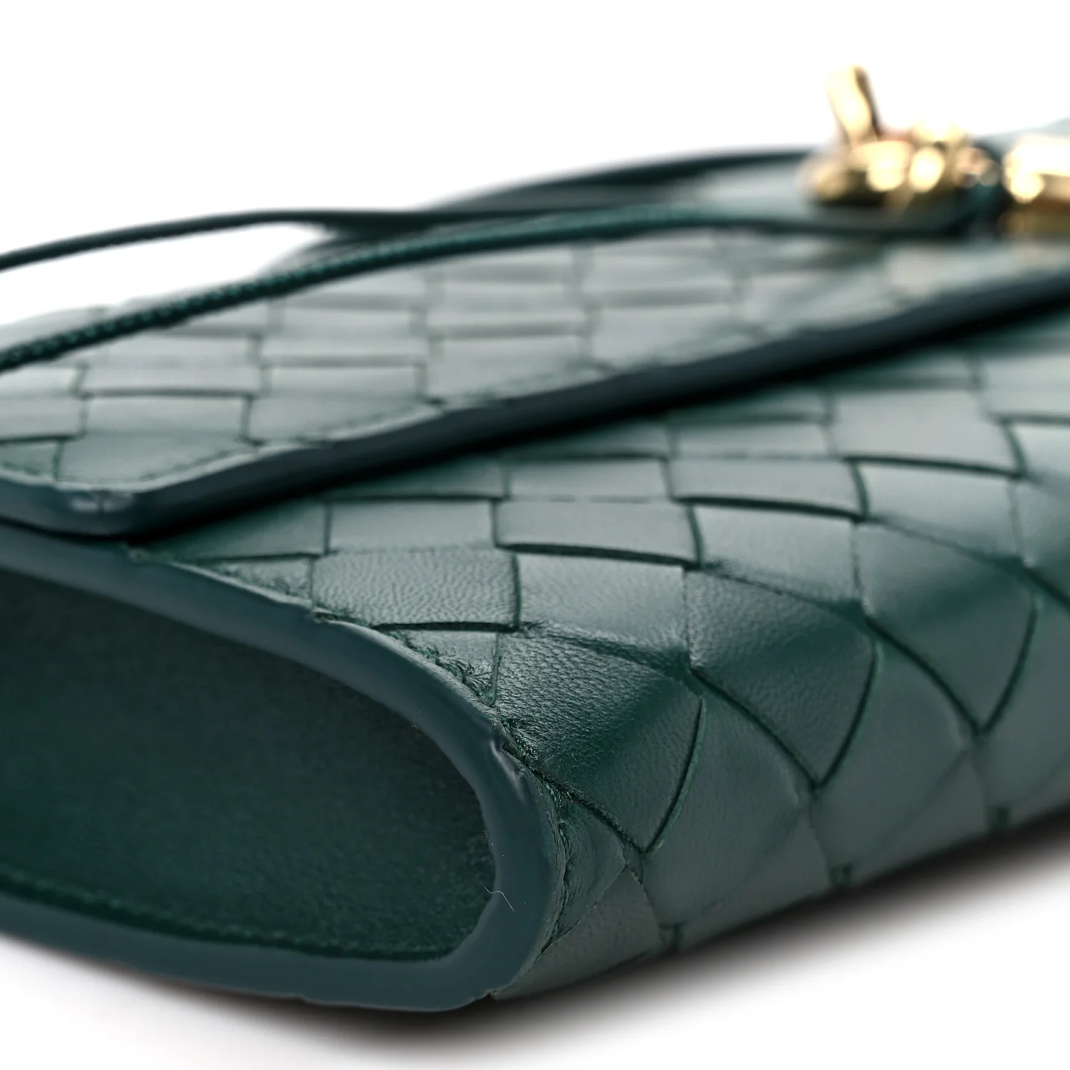 Nappa Intrecciato Long Andiamo Top Handle Clutch Emerald Green - Image 10