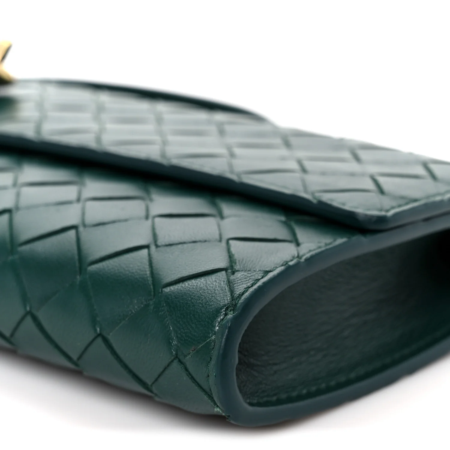 Nappa Intrecciato Long Andiamo Top Handle Clutch Emerald Green - Image 11