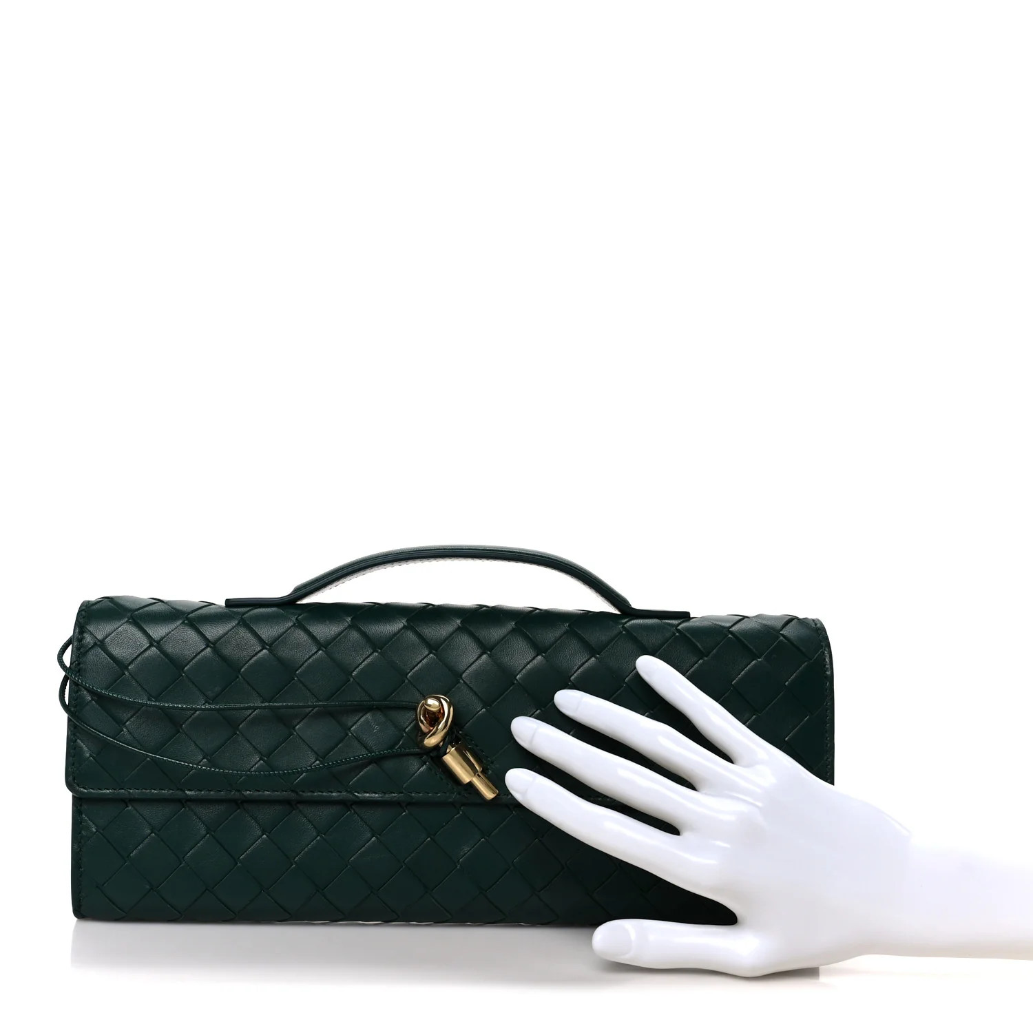 Nappa Intrecciato Long Andiamo Top Handle Clutch Emerald Green - Image 2