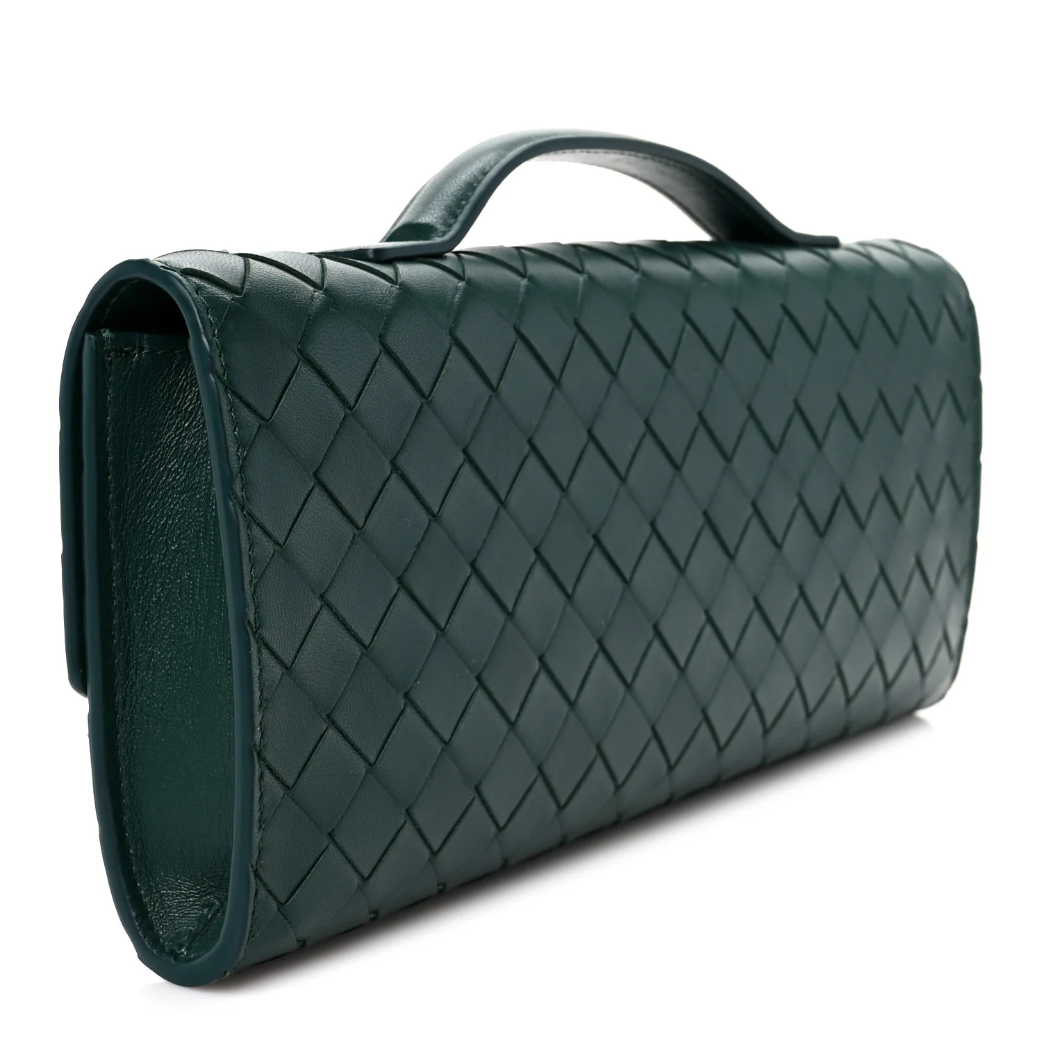 Nappa Intrecciato Long Andiamo Top Handle Clutch Emerald Green - Image 3