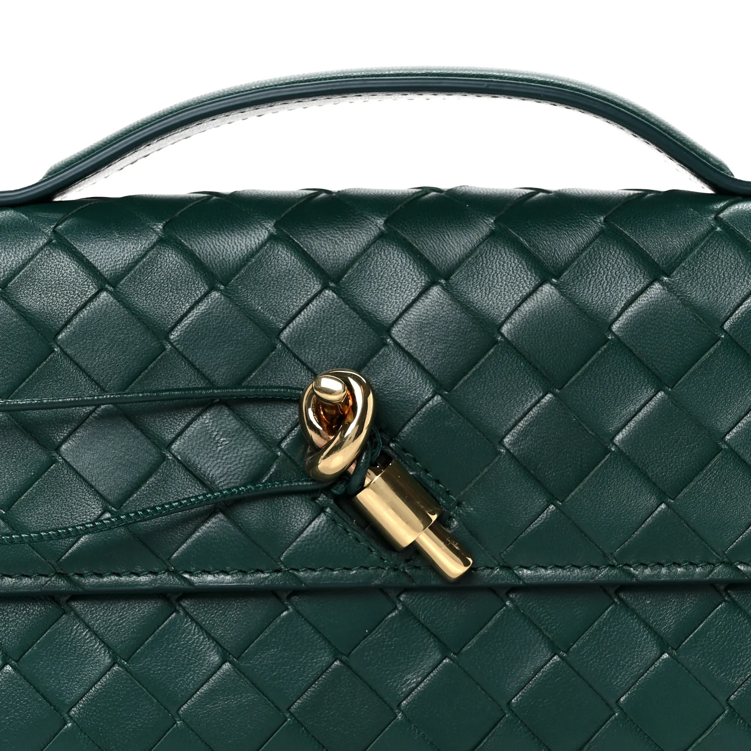 Nappa Intrecciato Long Andiamo Top Handle Clutch Emerald Green - Image 9
