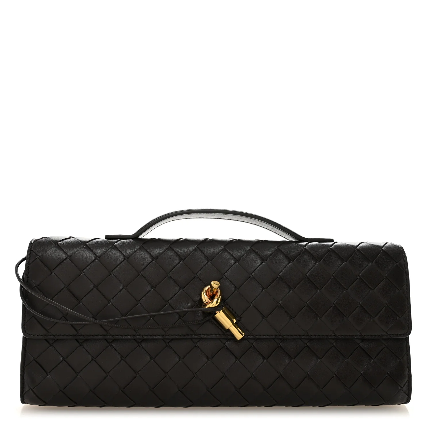 Nappa Intrecciato Long Andiamo Top Handle Clutch Fondant