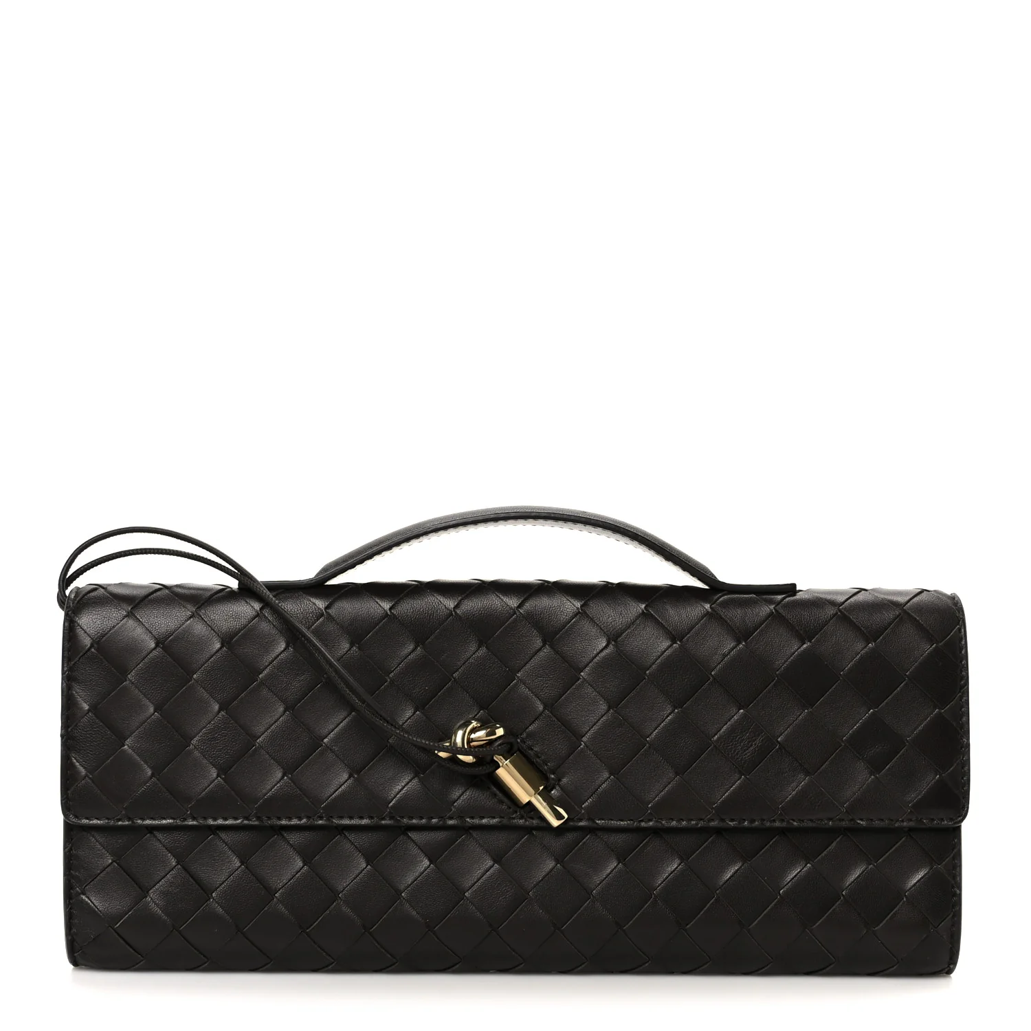 Nappa Intrecciato Long Andiamo Top Handle Clutch Fondant