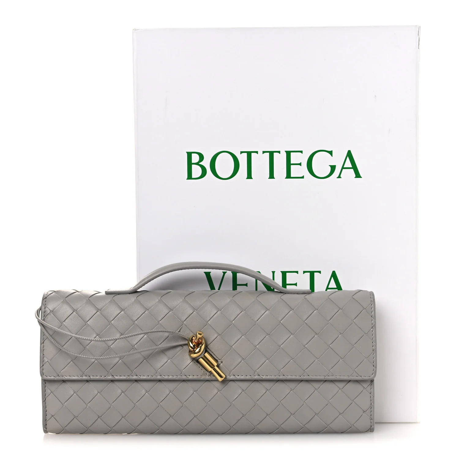 Nappa Intrecciato Long Andiamo Top Handle Clutch Sterling - Image 13