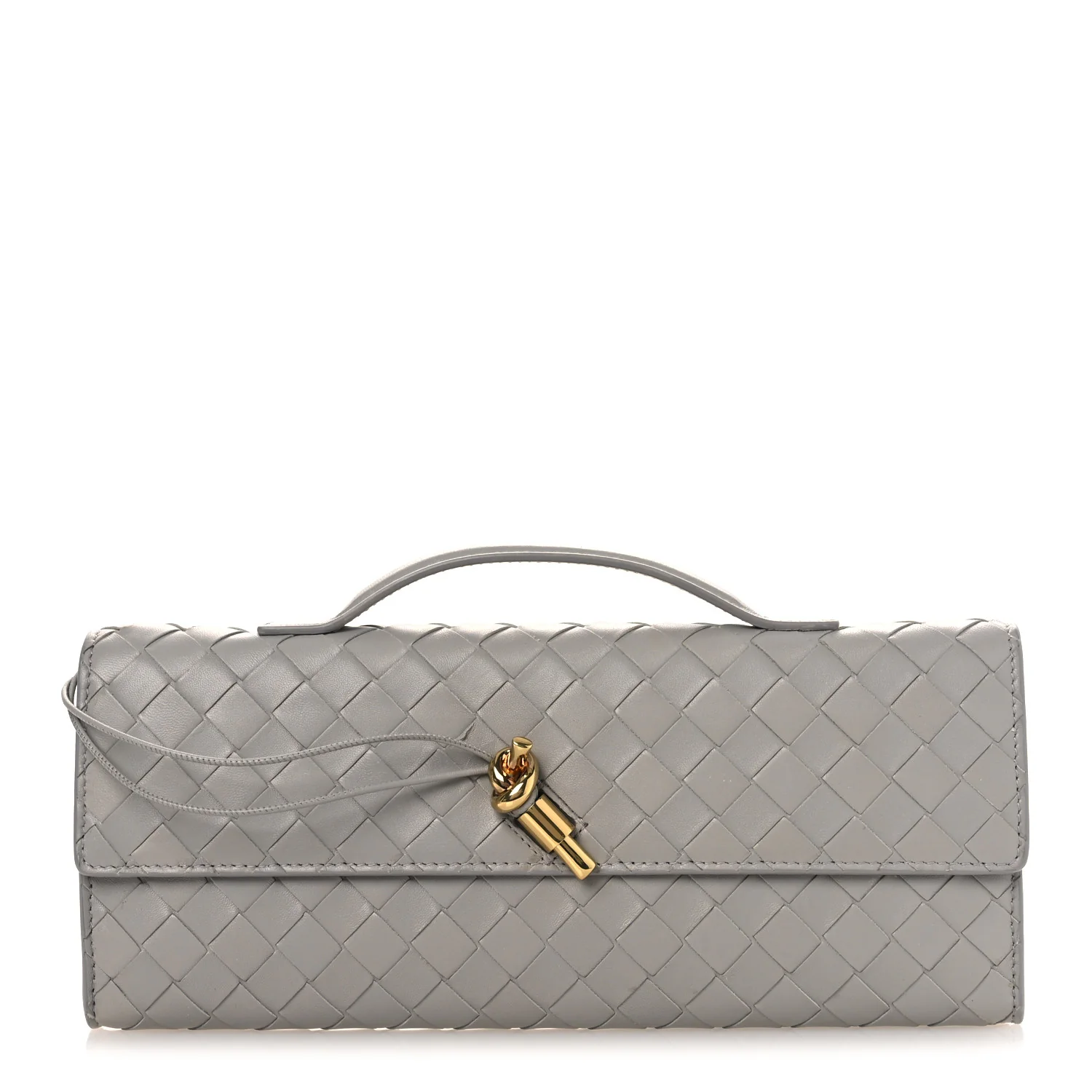 Nappa Intrecciato Long Andiamo Top Handle Clutch Sterling - Image 2