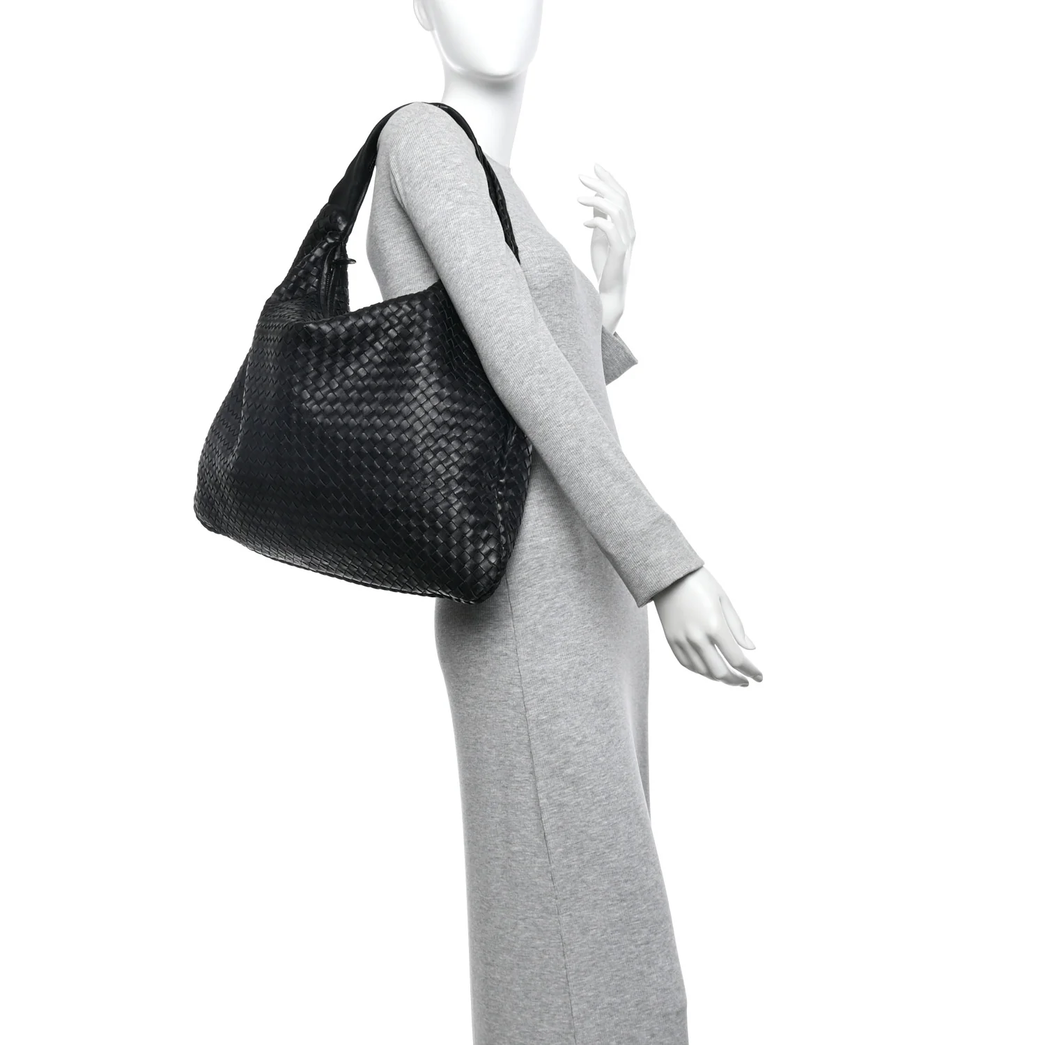Nappa Intrecciato Maxi Veneta Hobo Black - Image 2
