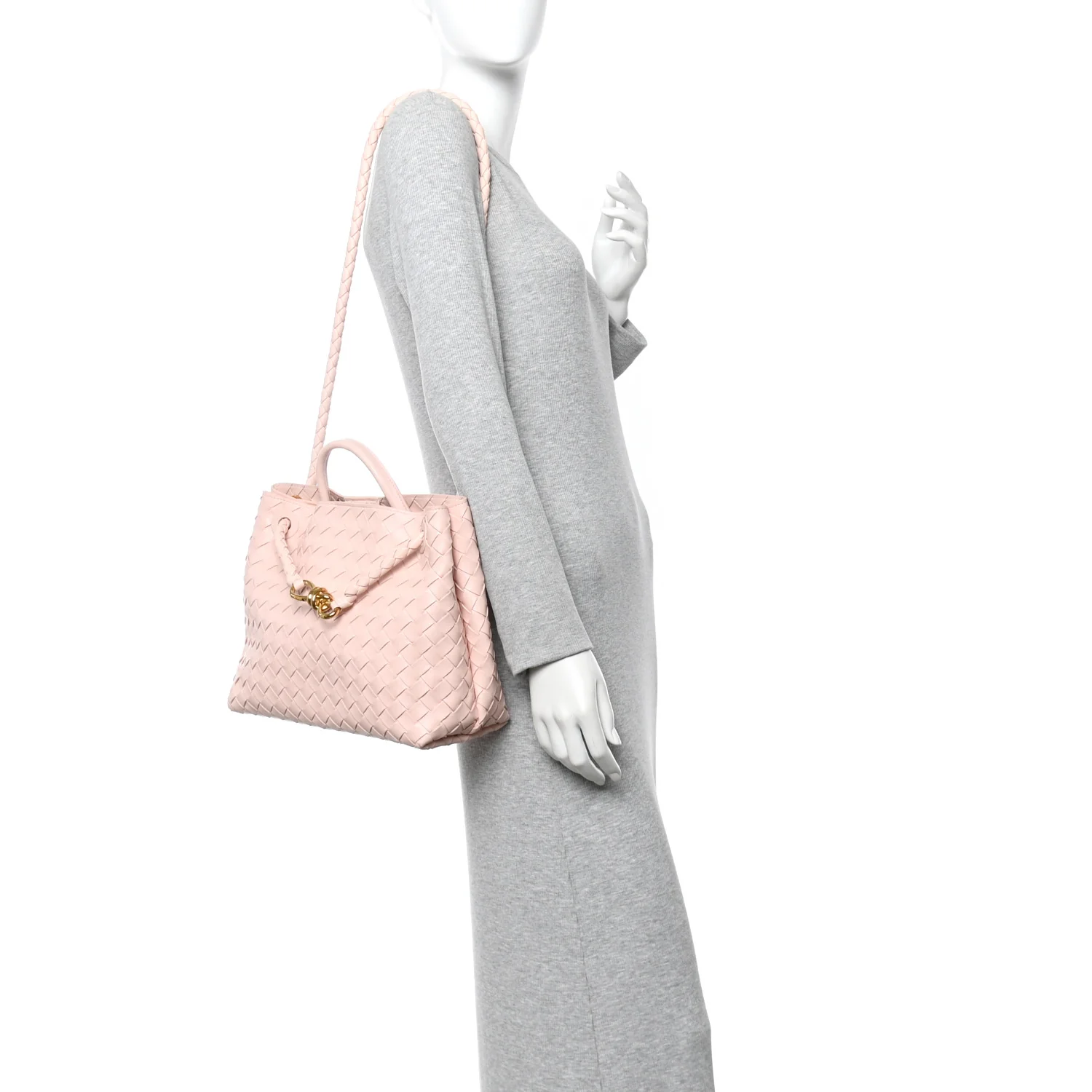 Nappa Intrecciato Medium Andiamo Shoulder Bag Cameo - Image 2