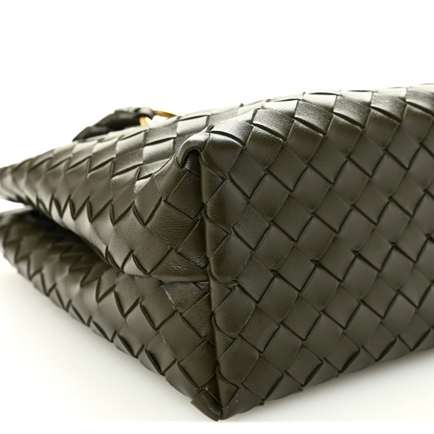 Nappa Intrecciato Medium Andiamo Shoulder Bag Kaki - Image 8
