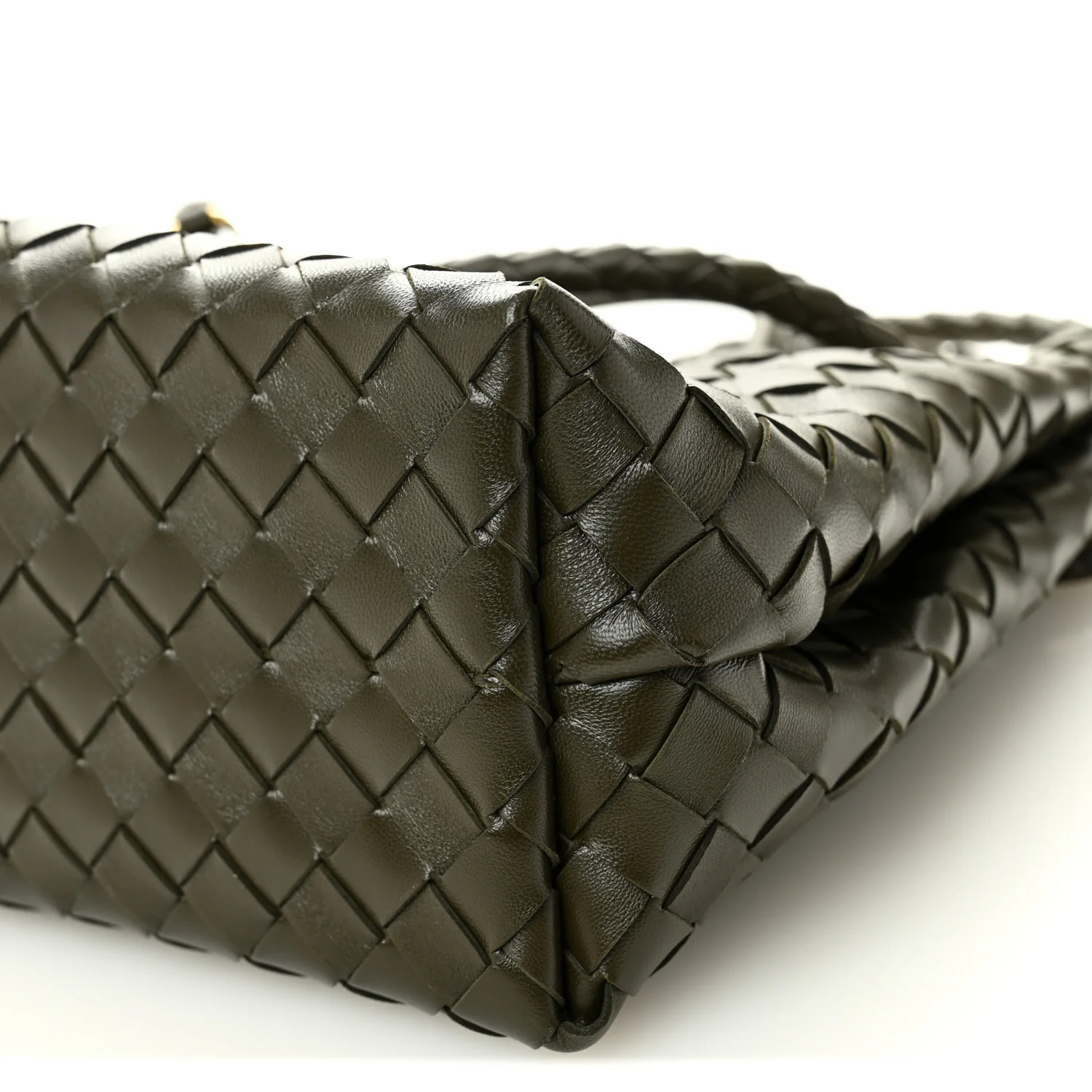 Nappa Intrecciato Medium Andiamo Shoulder Bag Kaki - Image 9
