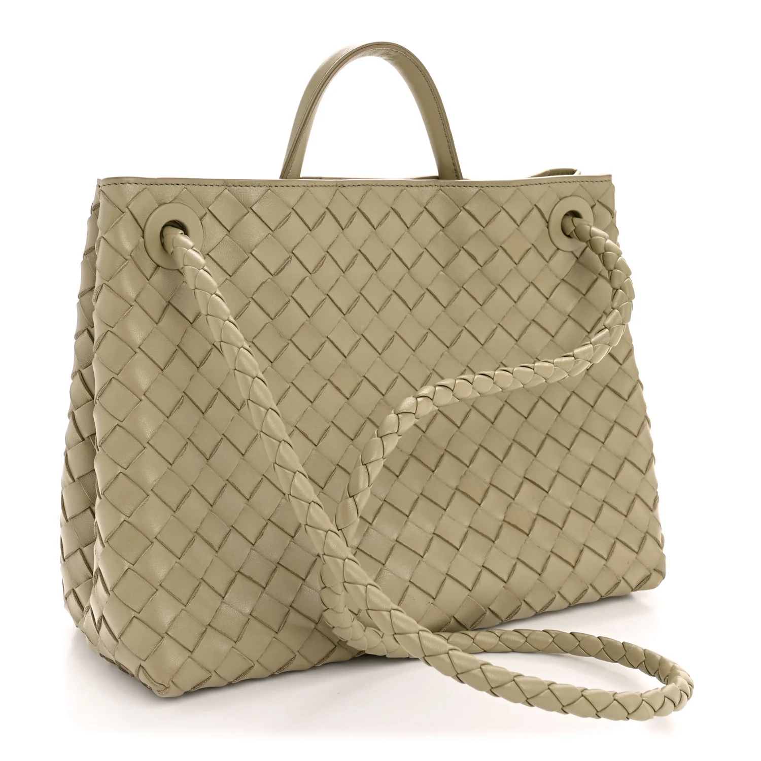 Nappa Intrecciato Medium Andiamo Shoulder Bag Travertine - Image 3