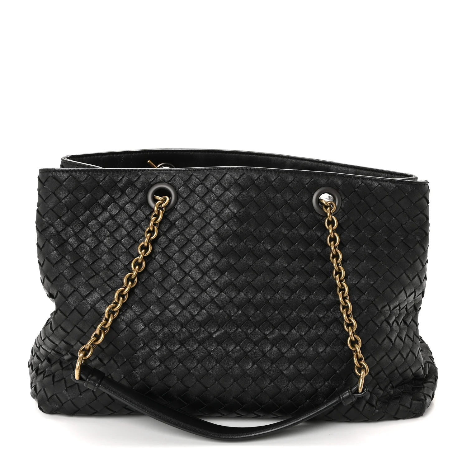 Nappa Intrecciato Medium Classic Chain Strap Tote Black - Image 2