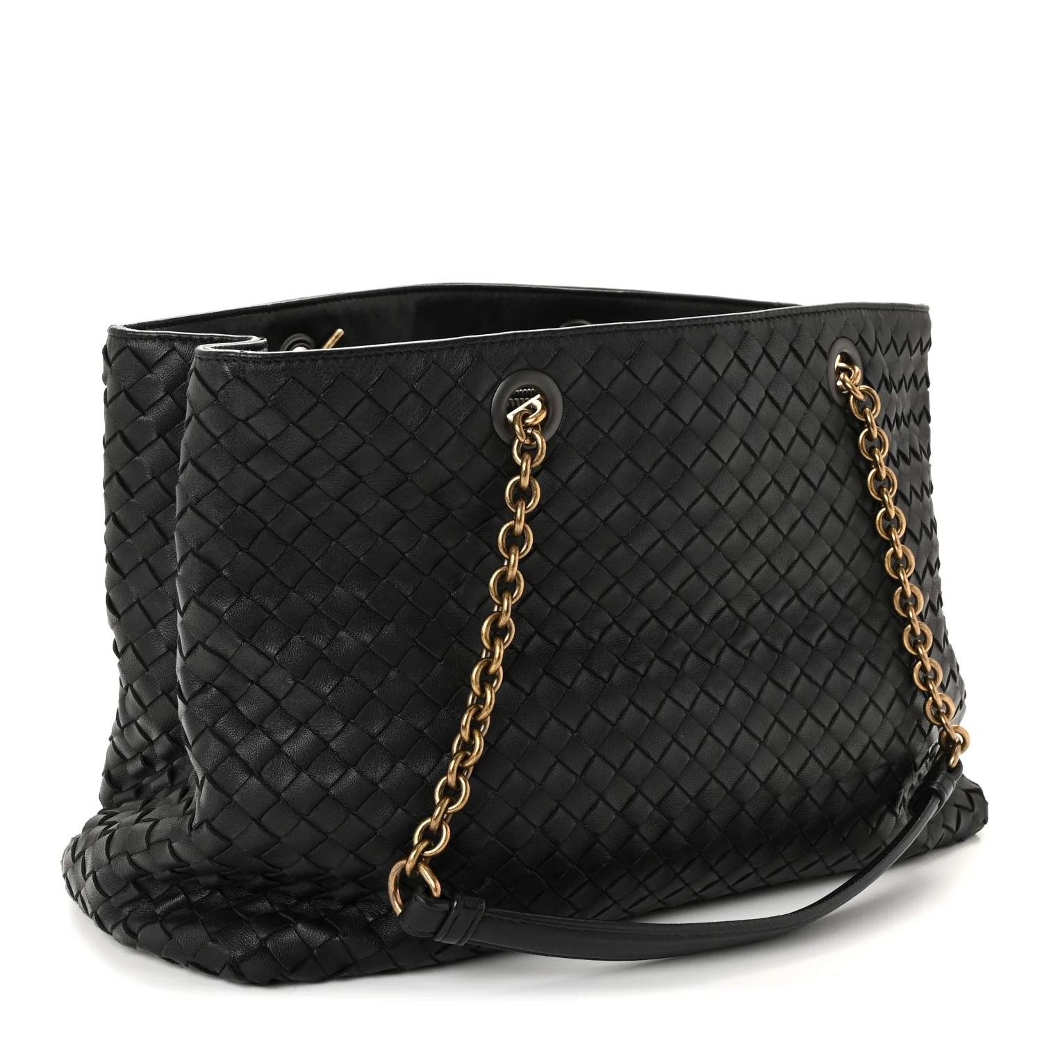 Nappa Intrecciato Medium Classic Chain Strap Tote Black - Image 4