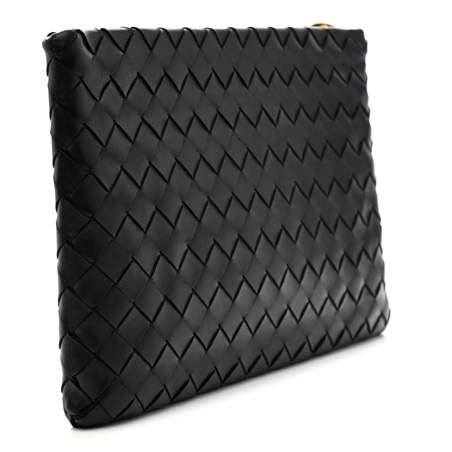 Nappa Intrecciato Medium Flat Zip Pouch Black - Image 3