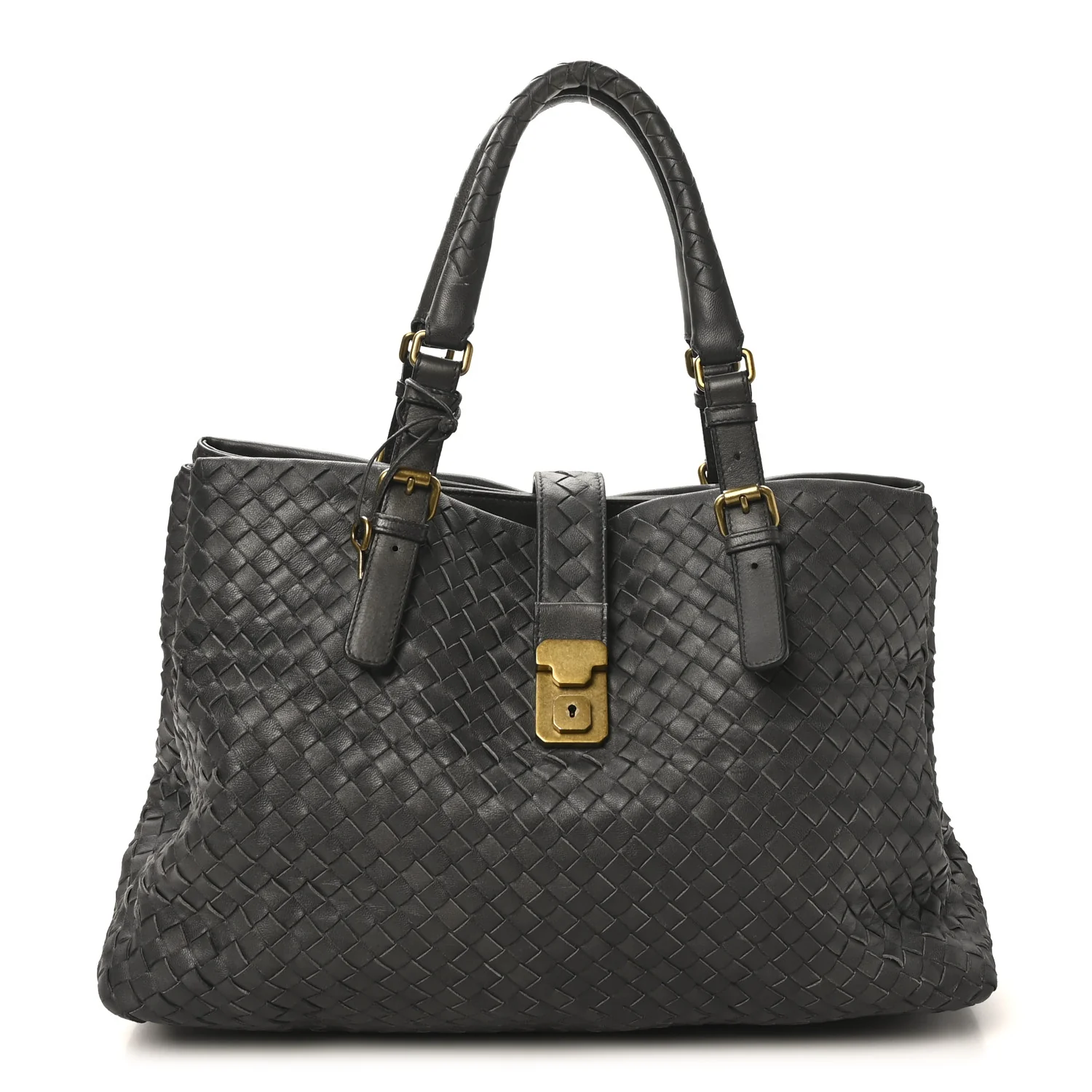 Nappa Intrecciato Medium Roma Tote Ferro Gray