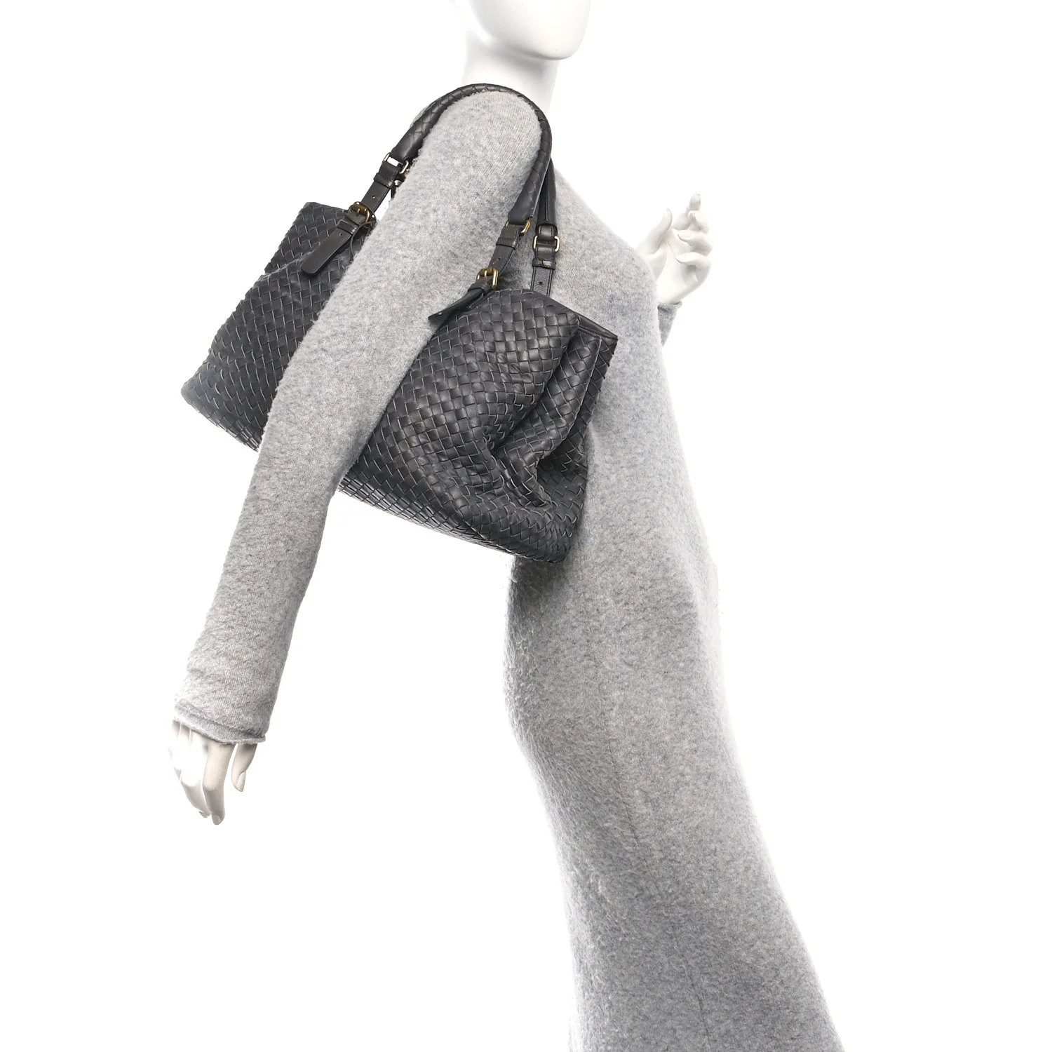 Nappa Intrecciato Medium Roma Tote Ferro Gray - Image 2
