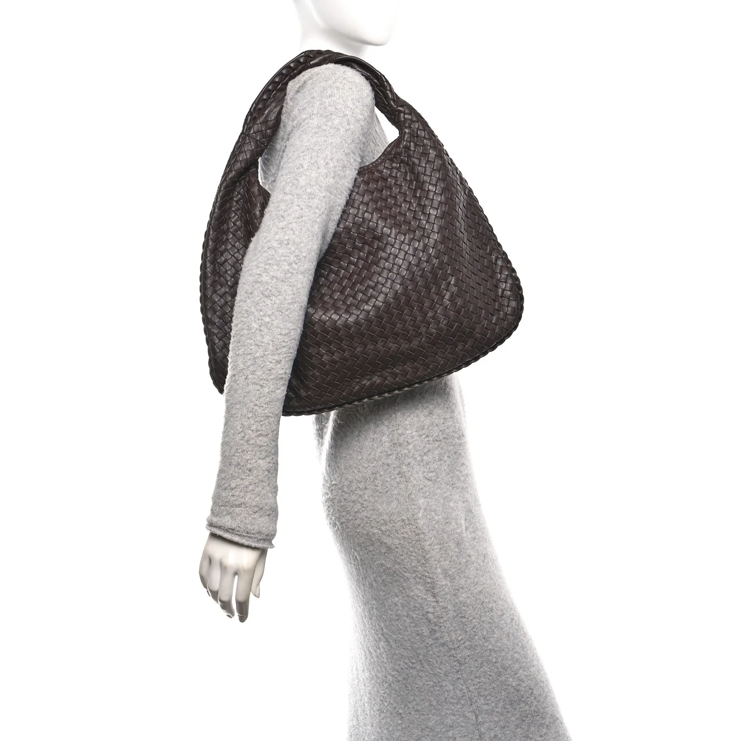 Nappa Intrecciato Medium Veneta Hobo Ebano - Image 2