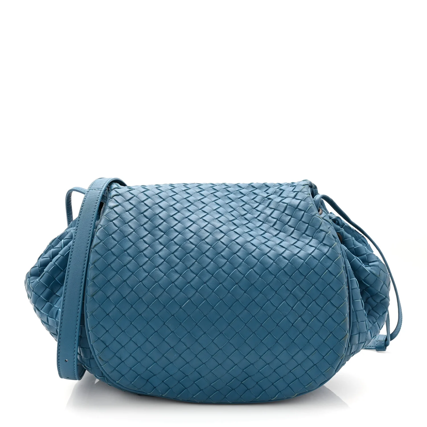 Nappa Intrecciato Messenger Bag Cobalt Blue