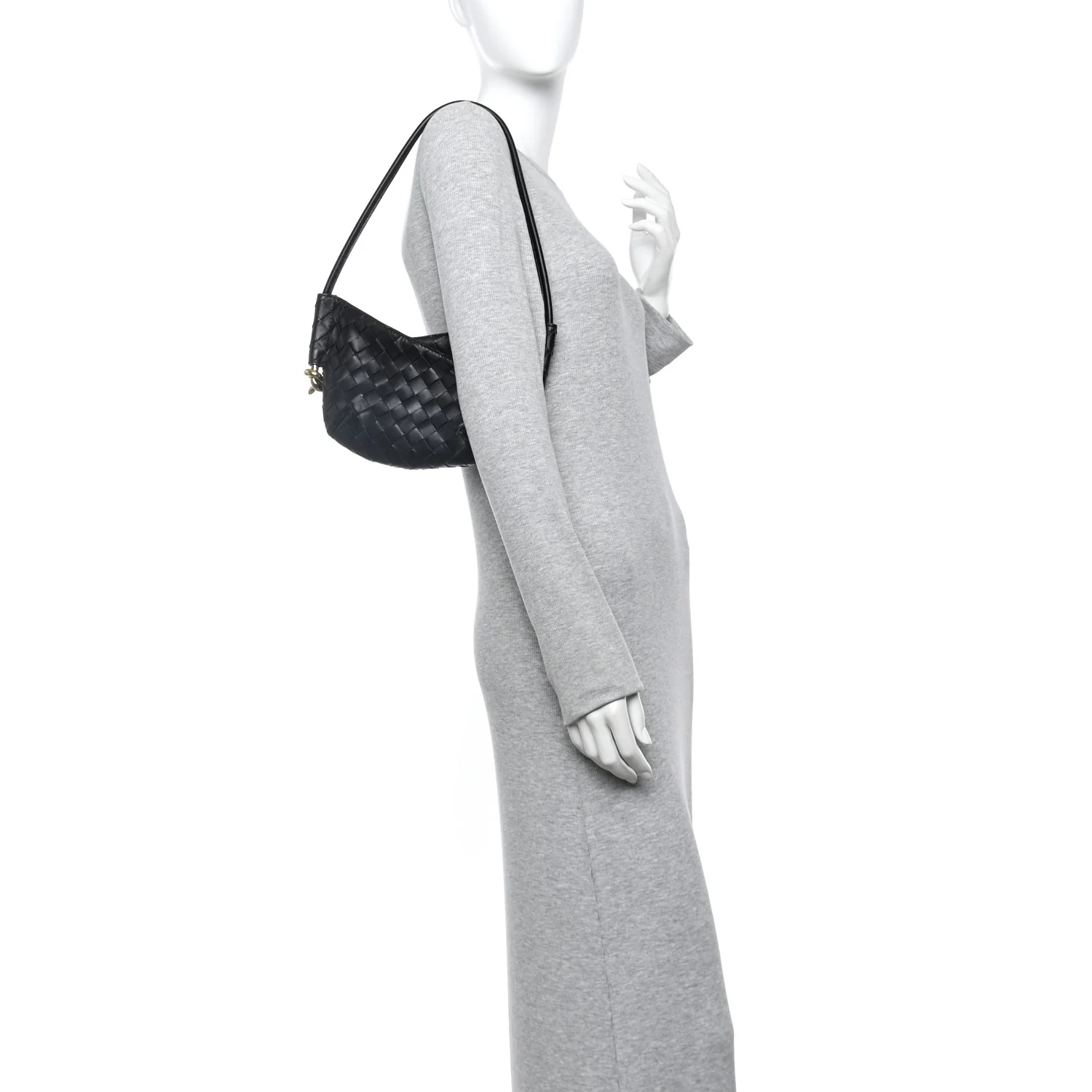 Nappa Intrecciato Mini Solstice Shoulder Bag Black - Image 2