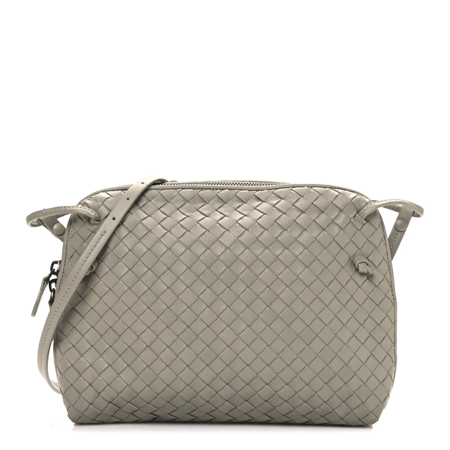 Nappa Intrecciato Nodini Crossbody Messenger Steel