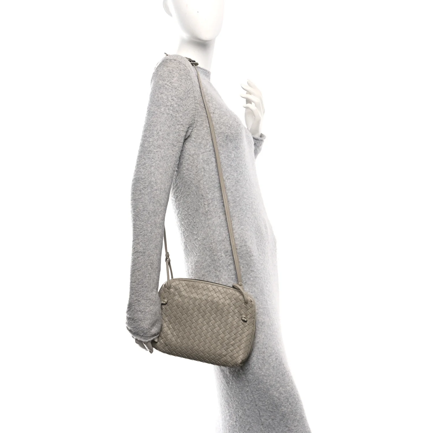 Nappa Intrecciato Nodini Crossbody Messenger Steel - Image 2